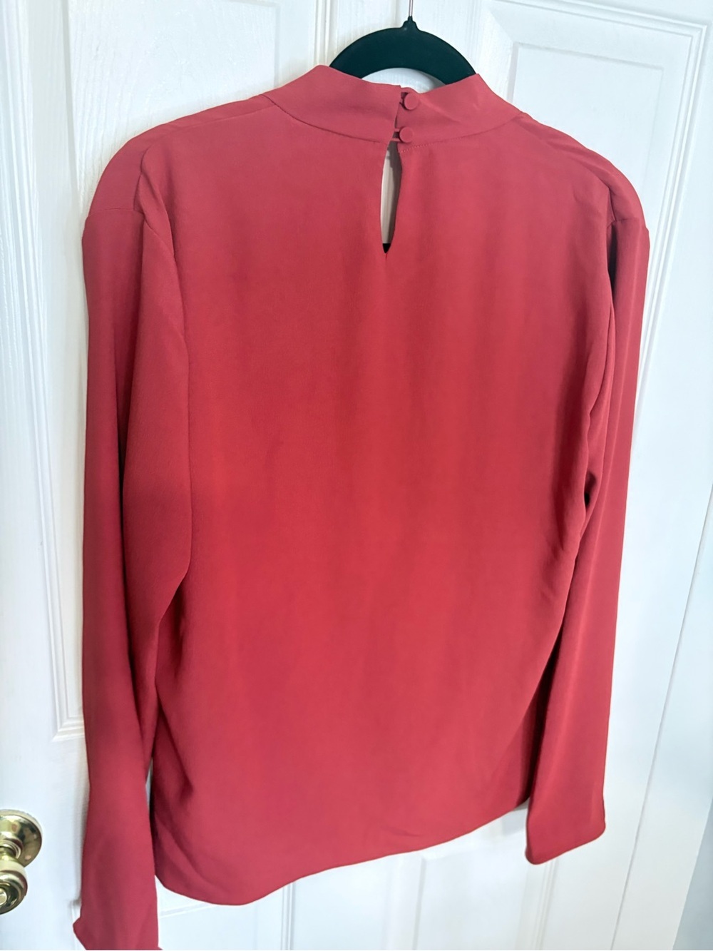 M.M.LaFleur | Draped Faux Wrap Blouse | L | Rust Coral - Picture 6 of 9